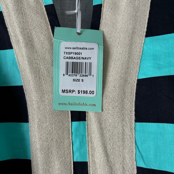 Sail to Sable Cabbage Navy Shift Dress With Gold Shimmer Neck Line NWT Size S - Picture 4 of 5